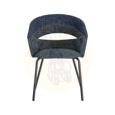 Silla de brazos tapizada en tejido azul con estructura metálica 59x61x82cm - Ixia - 616397IX - foto-secundaria-5