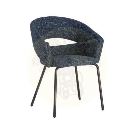 Silla de brazos tapizada en tejido azul con estructura metálica 59x61x82cm - Ixia - 616397IX - foto-secundaria-8