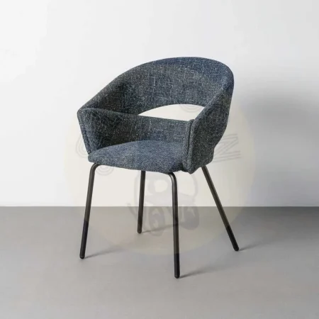 Silla de brazos tapizada en tejido azul con estructura metálica 59x61x82cm - Ixia - 616397IX - foto-secundaria-9
