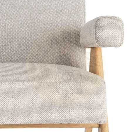 Sillón beige tapizado en tejido poliéster con estructura en plywood y patas de madera 74x76x85cm - Ixia - 616422IX - foto-secundaria-1