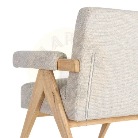 Sillón beige tapizado en tejido poliéster con estructura en plywood y patas de madera 74x76x85cm - Ixia - 616422IX - foto-secundaria-2