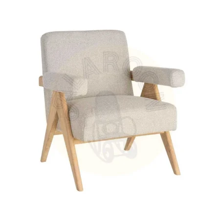 Sillón beige tapizado en tejido poliéster con estructura en plywood y patas de madera 74x76x85cm - Ixia - 616422IX - foto-secundaria-9