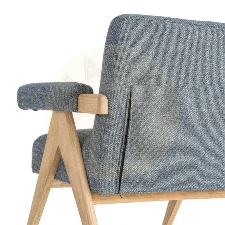 Sillón azul tapizado en poliéster con estructura plywood y patas de madera de caucho 74x76x85cm - Ixia - 616423IX - foto-secundaria-2