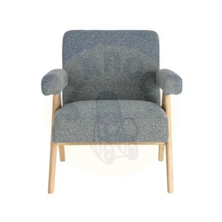 Sillón azul tapizado en poliéster con estructura plywood y patas de madera de caucho 74x76x85cm - Ixia - 616423IX - foto-secundaria-6