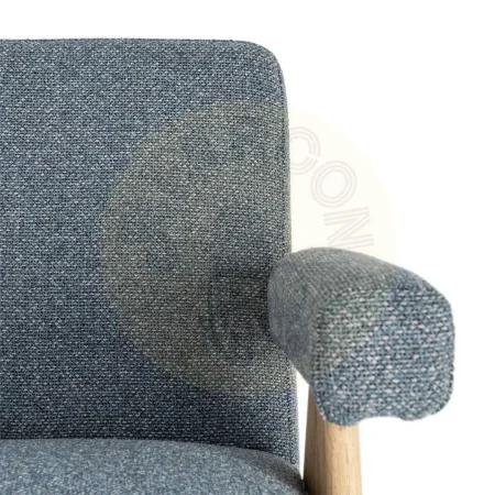 Sillón azul tapizado en poliéster con estructura plywood y patas de madera de caucho 74x76x85cm - Ixia - 616423IX - foto-secundaria-7