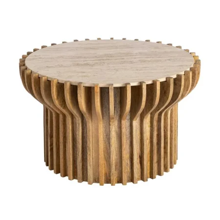Mesa de centro en madera de mango y mármol para salón 78.50x78.50x47cm - Ixia - 616441IX - foto-blanco