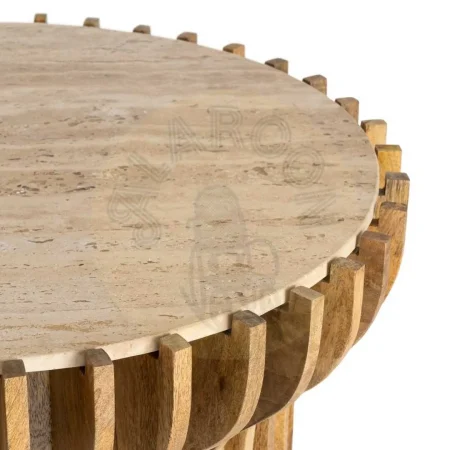 Mesa de centro en madera de mango y mármol para salón 78.50x78.50x47cm - Ixia - 616441IX - foto-secundaria-1