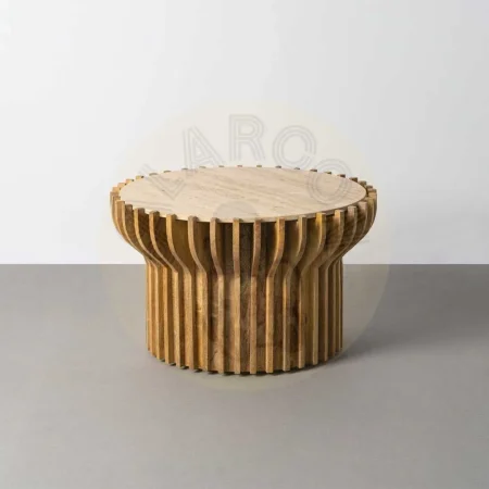 Mesa de centro en madera de mango y mármol para salón 78.50x78.50x47cm - Ixia - 616441IX - foto-secundaria-6