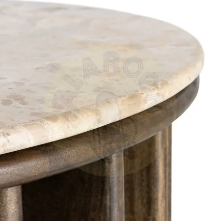 Mesa de centro madera de mango y mármol para salón 90x90x42cm - Ixia - 616443IX - foto-secundaria-3