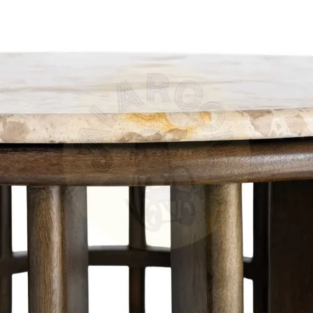 Mesa de centro madera de mango y mármol para salón 90x90x42cm - Ixia - 616443IX - foto-secundaria-4
