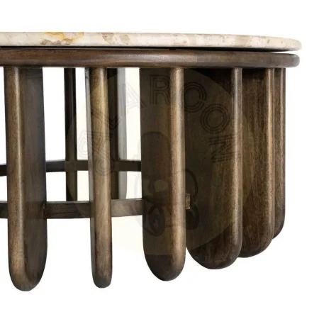 Mesa de centro madera de mango y mármol para salón 90x90x42cm - Ixia - 616443IX - foto-secundaria-5