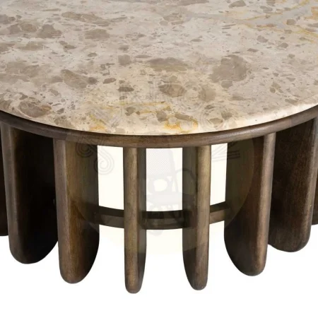 Mesa de centro madera de mango y mármol para salón 90x90x42cm - Ixia - 616443IX - foto-secundaria-6