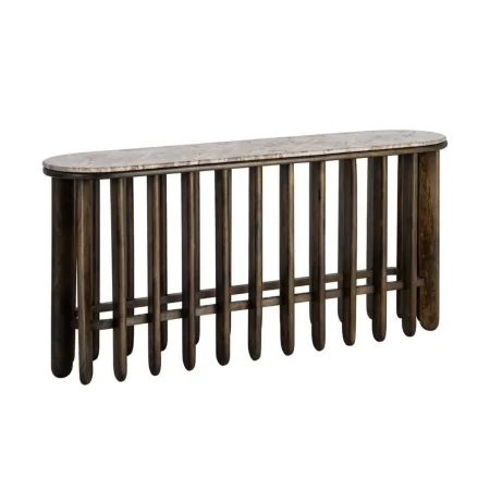 Consola de madera de mango y mármol para salón 160x40x76cm - Ixia - 616444IX - foto-blanco