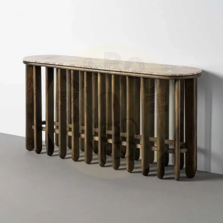 Consola de madera de mango y mármol para salón 160x40x76cm - Ixia - 616444IX - foto-secundaria-9