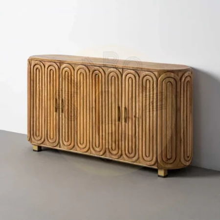 Aparador en madera de mango para salón con puertas y patas 7cm - Ixia 152x40x78cm - Ixia - 616448IX - foto-secundaria-9