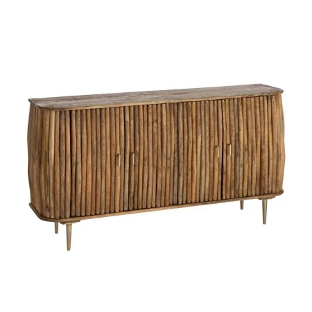 Aparador de madera de mango para salón con puertas - Ixia 148x39x78cm - Ixia - 616449IX - foto-blanco