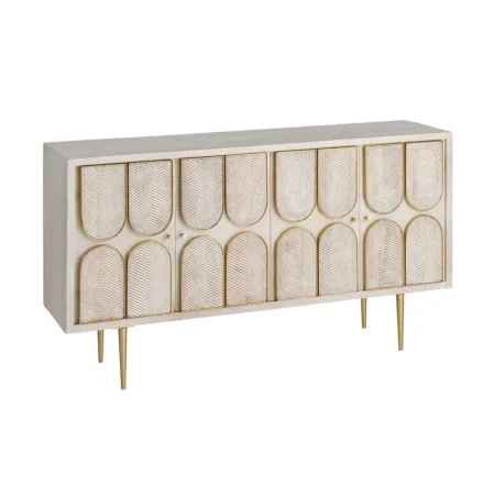 Aparador de madera de mango para salón con puertas y patas 23cm - Ixia 152x41x83.50cm - Ixia - 616450IX - foto-blanco
