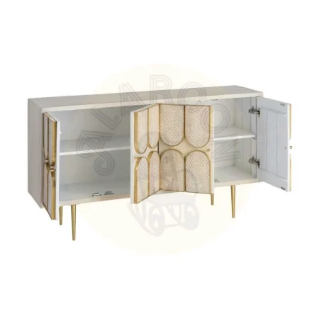 Aparador de madera de mango para salón con puertas y patas 23cm - Ixia 152x41x83.50cm - Ixia - 616450IX - foto-secundaria-1