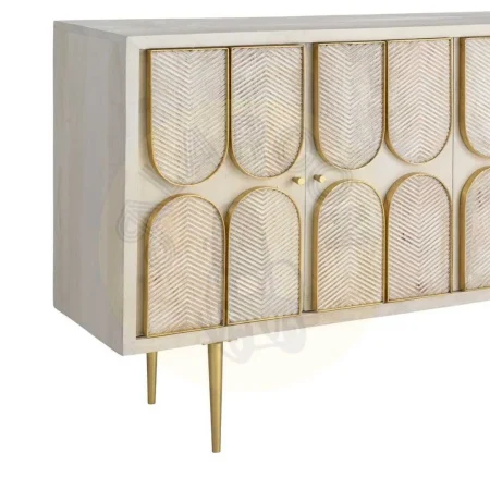 Aparador de madera de mango para salón con puertas y patas 23cm - Ixia 152x41x83.50cm - Ixia - 616450IX - foto-secundaria-3