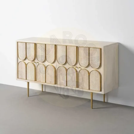 Aparador de madera de mango para salón con puertas y patas 23cm - Ixia 152x41x83.50cm - Ixia - 616450IX - foto-secundaria-9
