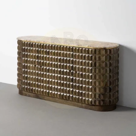 Aparador de madera de mango y mármol para salón - Ixia 154x40x76cm - Ixia - 616452IX - foto-secundaria-10