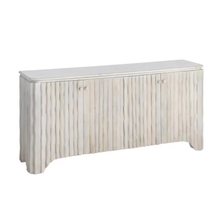 Aparador de madera de mango y mármol para salón Novedad - Ixia 153x41x73cm - Ixia - 616453IX - foto-blanco