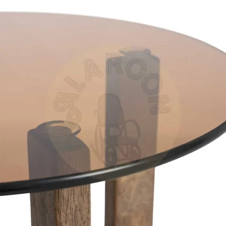 Mesa auxiliar marrón en madera de caucho y cristal templado 40x40x51cm - Ixia - 616454IX - foto-secundaria-2
