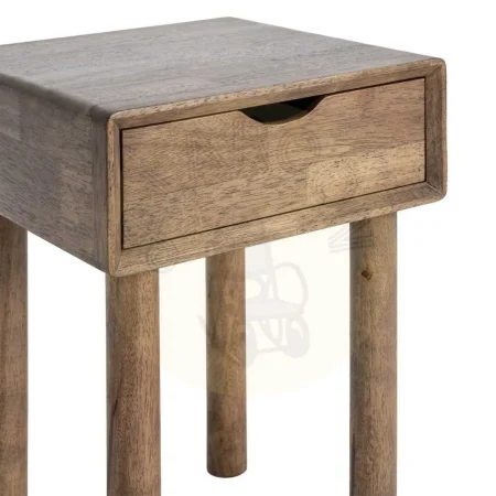Mesita auxiliar en madera de caucho marrón con cajón 40x40x55cm - Ixia - 616456IX - foto-secundaria-2