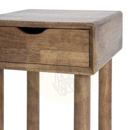 Mesita auxiliar en madera de caucho marrón con cajón 40x40x55cm - Ixia - 616456IX - foto-secundaria-6