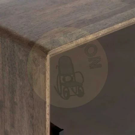 Mueble auxiliar marrón en madera de caucho y cristal templado 80x38x70cm - Ixia - 616457IX - foto-secundaria-4