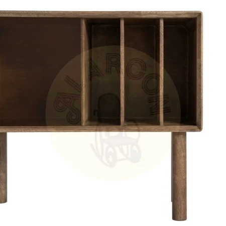 Mueble auxiliar marrón en madera de caucho y cristal templado 80x38x70cm - Ixia - 616457IX - foto-secundaria-6