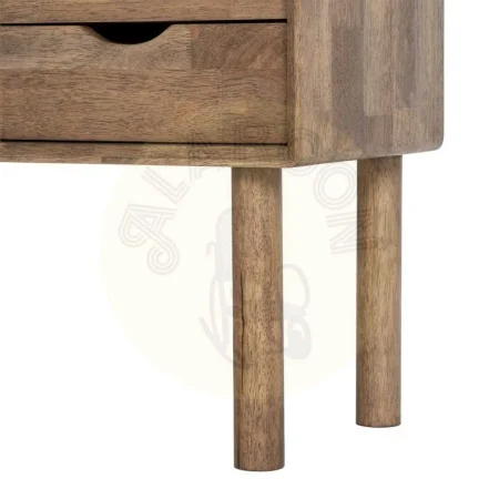 Mueble auxiliar marrón en madera de caucho y cristal templado con cajón 80x38x70cm - Ixia - 616458IX - foto-secundaria-9