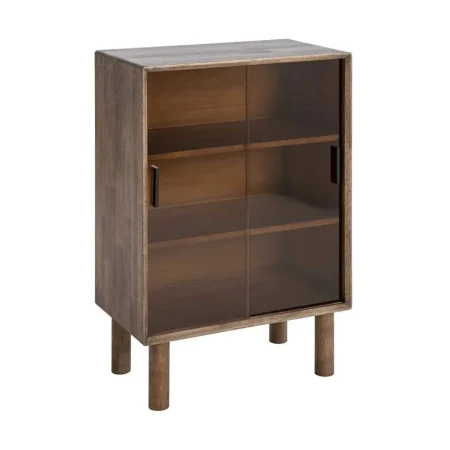 Vitrina marrón en madera de caucho y cristal templado 70x40x100cm - Ixia - 616459IX - foto-blanco