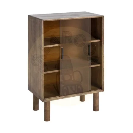 Vitrina marrón en madera de caucho y cristal templado 70x40x100cm - Ixia - 616459IX - foto-secundaria-1