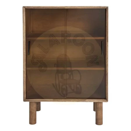 Vitrina marrón en madera de caucho y cristal templado 70x40x100cm - Ixia - 616459IX - foto-secundaria-2