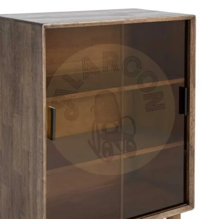 Vitrina marrón en madera de caucho y cristal templado 70x40x100cm - Ixia - 616459IX - foto-secundaria-3