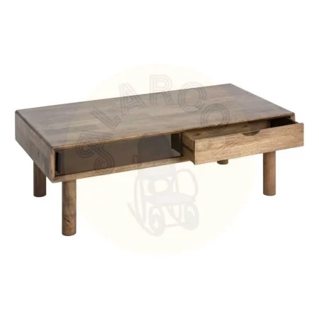 Mesa centro marrón en madera de caucho y cristal 120x60x40cm - Ixia - 616461IX - foto-secundaria-1