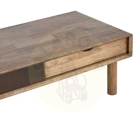 Mesa centro marrón en madera de caucho y cristal 120x60x40cm - Ixia - 616461IX - foto-secundaria-2