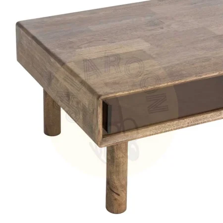 Mesa centro marrón en madera de caucho y cristal 120x60x40cm - Ixia - 616461IX - foto-secundaria-3