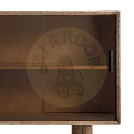 Aparador marrón en madera de caucho y cristal templado 160x46x80cm - Ixia - 616462IX - foto-secundaria-7