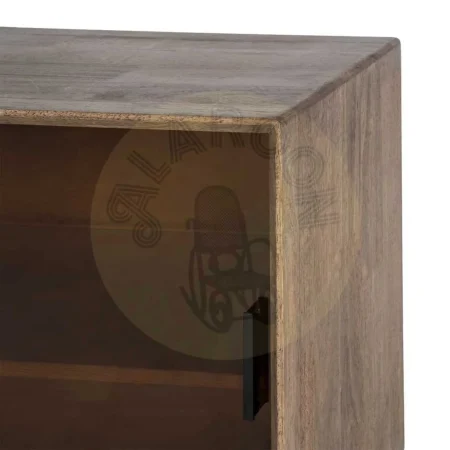 Aparador marrón en madera de caucho y cristal templado 160x46x80cm - Ixia - 616462IX - foto-secundaria-8