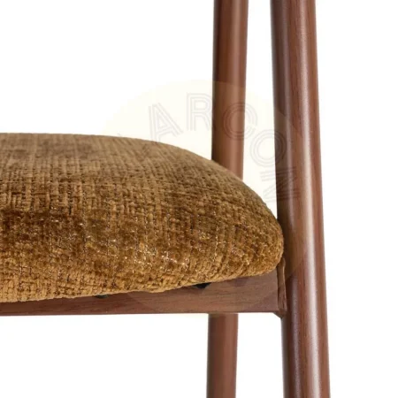 Silla tapizada en tejido marrón con patas de metal y brazos 56x57x78cm - Ixia - 616475IX - foto-secundaria-1