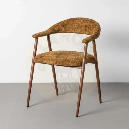 Silla tapizada en tejido marrón con patas de metal y brazos 56x57x78cm - Ixia - 616475IX - foto-secundaria-10