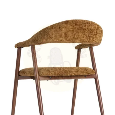 Silla tapizada en tejido marrón con patas de metal y brazos 56x57x78cm - Ixia - 616475IX - foto-secundaria-2