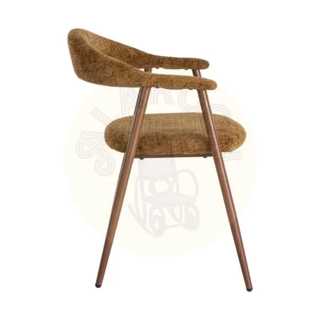 Silla tapizada en tejido marrón con patas de metal y brazos 56x57x78cm - Ixia - 616475IX - foto-secundaria-3