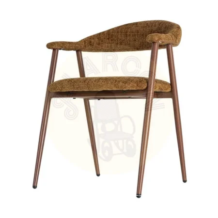Silla tapizada en tejido marrón con patas de metal y brazos 56x57x78cm - Ixia - 616475IX - foto-secundaria-5