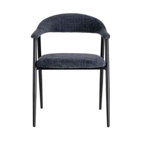 Silla tapizada azul en poliéster con patas de hierro 56x57x78cm - Ixia - 616476IX - foto-blanco