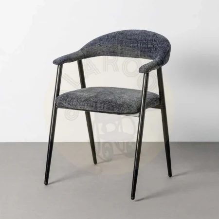 Silla tapizada azul en poliéster con patas de hierro 56x57x78cm - Ixia - 616476IX - foto-secundaria-10