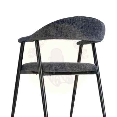 Silla tapizada azul en poliéster con patas de hierro 56x57x78cm - Ixia - 616476IX - foto-secundaria-2