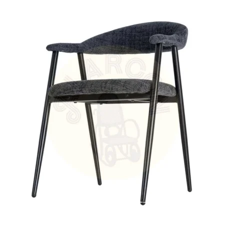 Silla tapizada azul en poliéster con patas de hierro 56x57x78cm - Ixia - 616476IX - foto-secundaria-5